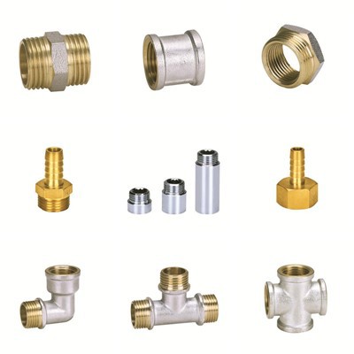 Raccordo filettato in ottone, raccordo a nipplo, gomito a T